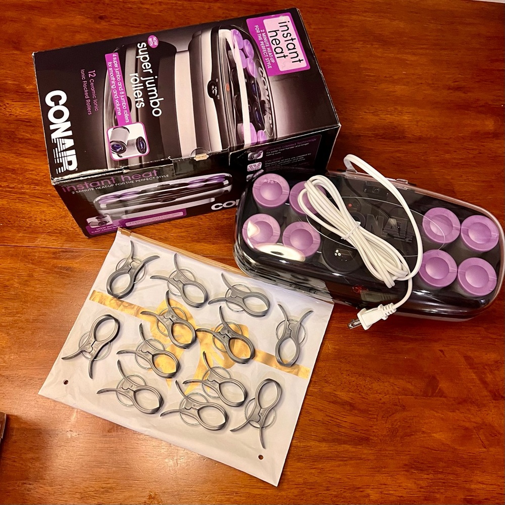 Conair Instant Heat 12 Jumbo and Super Jumbo Ceramic lonic Flocked Rollers New
